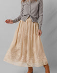 Vivienne Embroidered Mesh Overlay Long Skirt