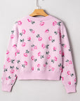 Floral Drop Shoulder Cropped Sweater