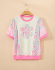 Floral Colorblock Patchwork Short Sleeve Top
