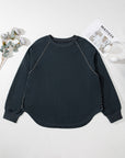 Plus Size Solid Ribbed Edge Studded Mineral Wash Top
