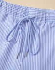 Stripe Polo Shirt and Drawstring Shorts Set