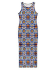 Baha Ranch Colores de Mexico Talavera Sleeveless Bodycon Side Slit Long Dress