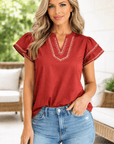 Andie Trim Flutter Sleeve Blouse