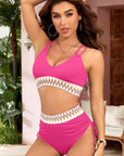Ribbed Knit Tribal Contrast Two-Piece Swimsuit