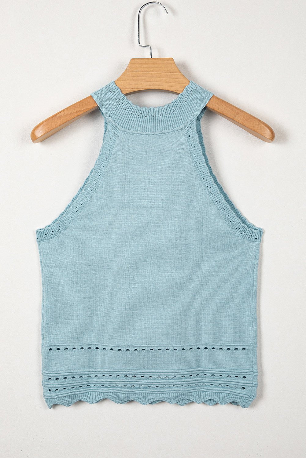 Solid Cut-Out Scallop Hem Ribbed Tank Top