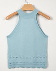 Solid Cut-Out Scallop Hem Ribbed Tank Top