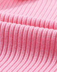 Solid Ribbed Knit Patch Pocket Short Sleeve Sweater