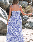 Floral Spaghetti Strap High-Waist Maxi Dress