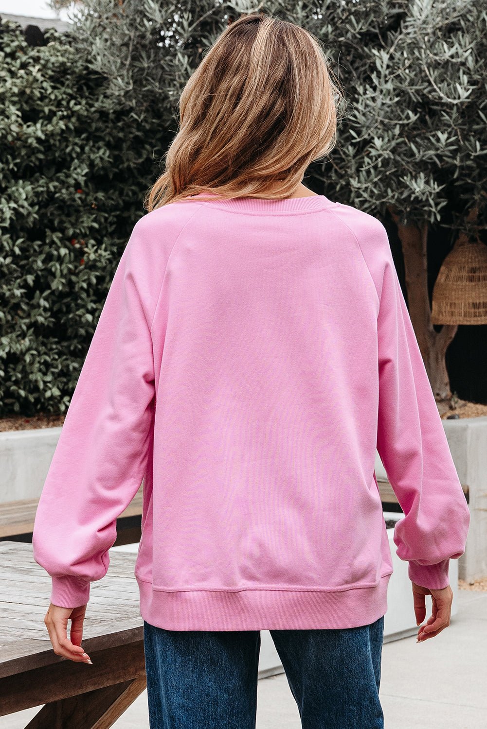 Lilah Lace Patched Raglan Sleeve Loose Fit Sweatshirt