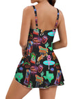Baha Ranch Vegas Neon Skirted Swimsuit