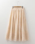 Solid Embroidered Mesh Overlay Midi Skirt