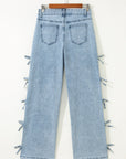 Denim Bow Side Straight Leg Jeans