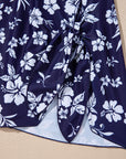 Floral Crossed Back Asymmetric Wrap Side Swimsuit