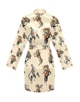 Vintage Cowgirl Women's Long Sleeve Belted Satin Feel Dressing Lounge Robe