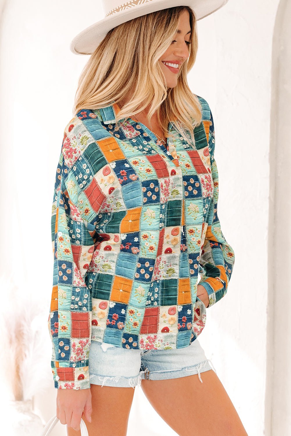 Zyla Up Sleeve Shift Blouse
