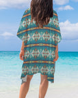 Baha Ranch Teal Aztec Duster Kimono Coverup