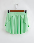 Solid Drawstring Elastic Waist Lined Tennis Skort