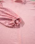 Solid Swiss Dot Balloon Sleeve Blouse