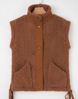 Solid Fleece Snap Button Side Tie Vest