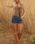 Nicole Contrast Trim Tie Front Sherpa Vest