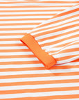 Stripe 3/4 Sleeve Exposed Seam Pullover Top