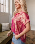Amoura Metallic Sheen Buttoned Top
