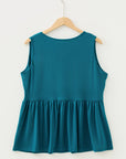 Plus Size Solid Bow-Tie Peplum Tank Top