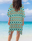 Baha Ranch Turquoise Aztec Duster Kimono Coverup