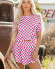 Checker T-Shirt & High Waist Skort Set