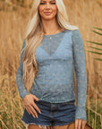 Floral Mesh Long Sleeve Top