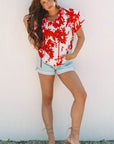 Zoya Tiered Ruffled Sleeve V Neck Blouse