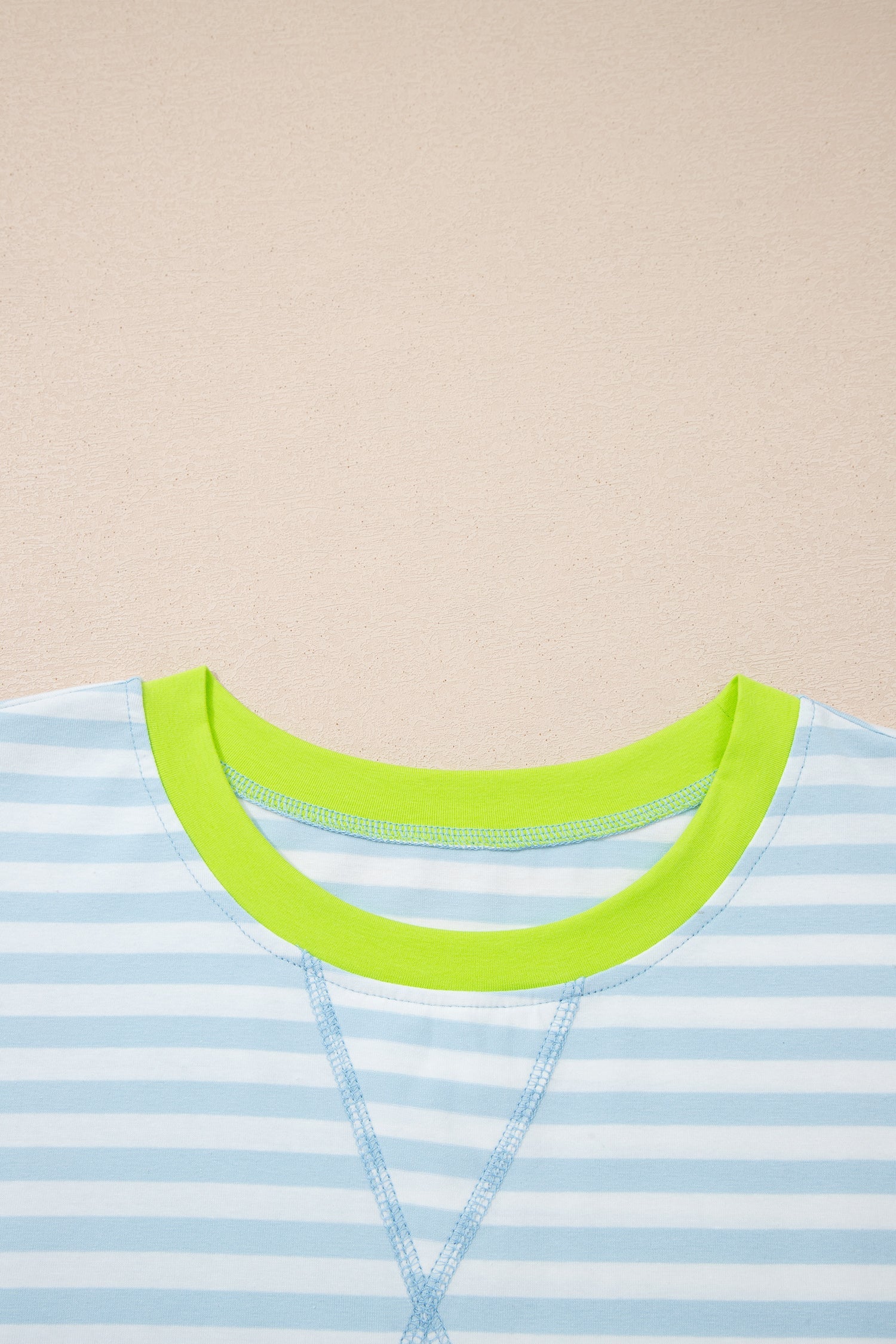 Stripe Contrast Trim Tee &amp; Drawstring Shorts Set