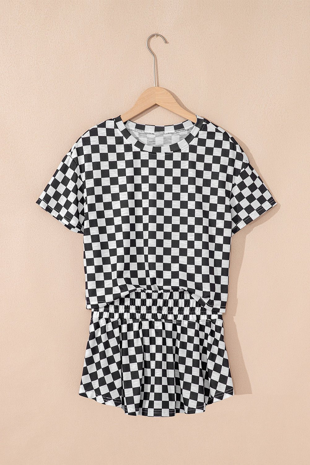 Checker T-Shirt &amp; High Waist Skort Set