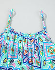 Floral Boho Rhinestone Spaghetti Strap Tank Top