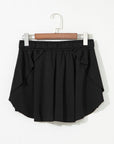 Solid Drawstring Elastic Waist Lined Tennis Skort