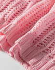 Plus Size Crochet Bow Tie Short Sleeve Sweater
