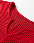 Ribbed Knit Long Sleeve Top and Leggings Set
