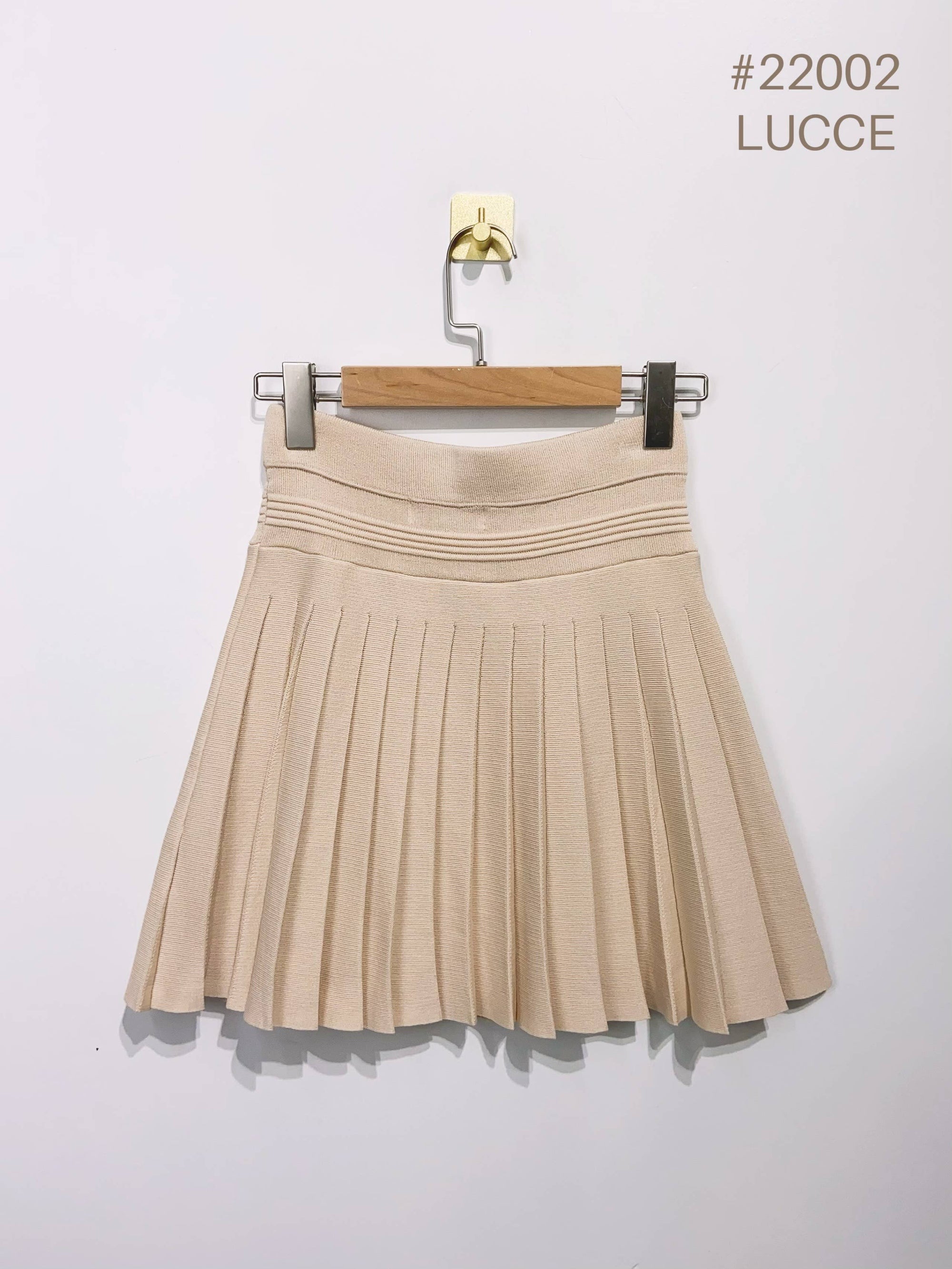 Khaki Pleated knit skirt -clearance