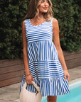 Stripe Scoop Neck Sleeveless Mini Dress