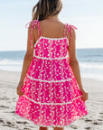 Floral Ric-Rac Tie Strap Sleeveless Mini Dress