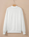 Solid Mock Neck Drop Shoulder Oversize Sweatshirt
