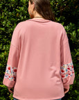 Plus Size Floral Applique Drop Shoulder Sweatshirt