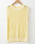 Solid Hollowed Knit Sleeveless Sweater Top