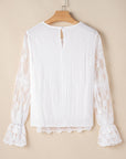 Tassa Mesh Flounce Sleeve Blouse