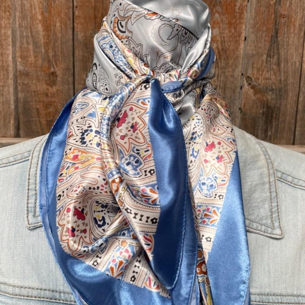 35X35"  Blue Floral Wild Rag / Scarf WR3419
