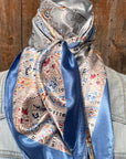 35X35"  Blue Floral Wild Rag / Scarf WR3419