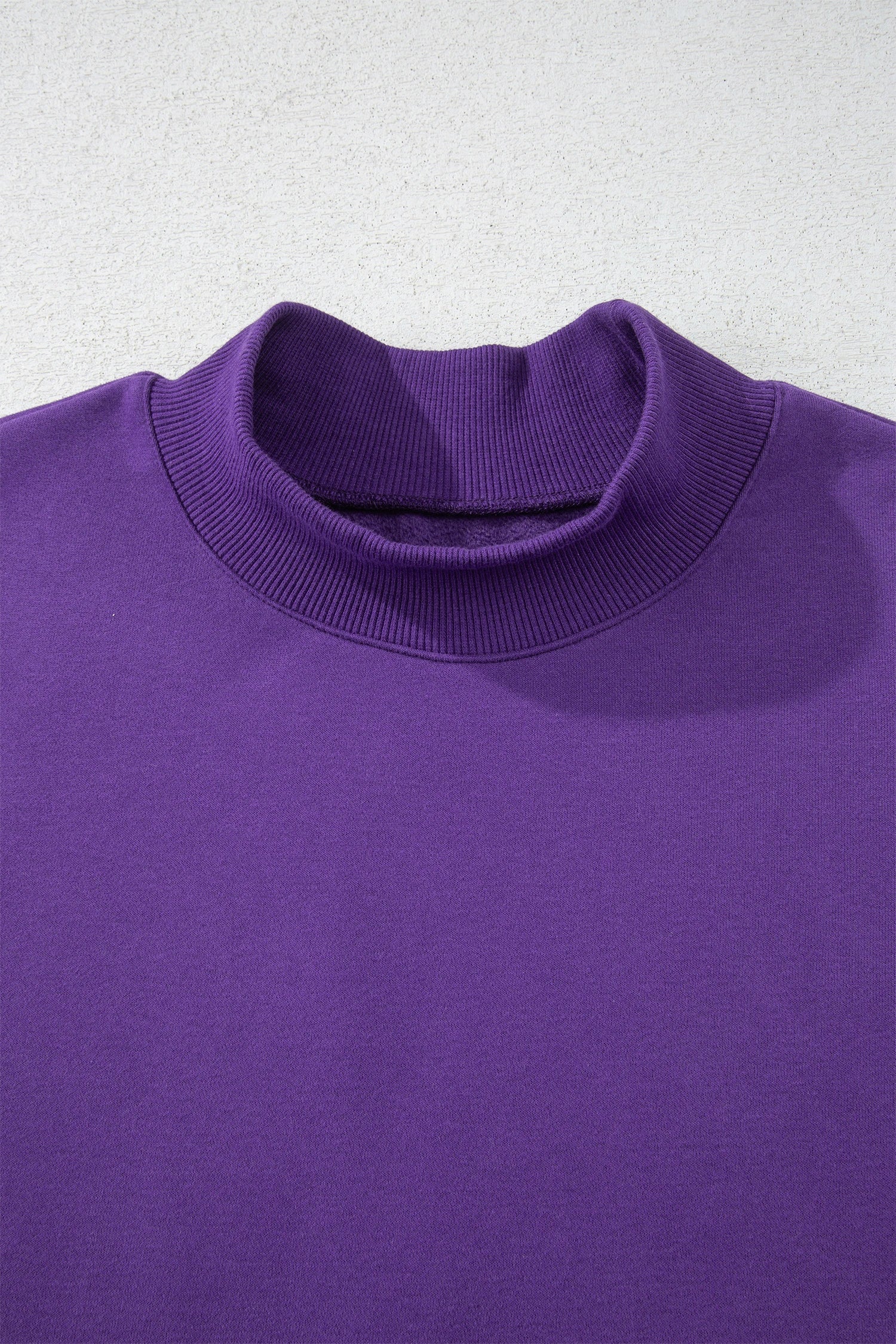 Solid Mock Neck Drop Shoulder Oversize Sweatshirt
