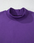 Solid Mock Neck Drop Shoulder Oversize Sweatshirt
