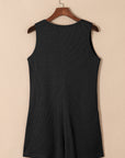 Waffle Buttoned Scoop Neck Sleeveless Romper