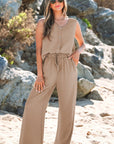 Kinslee Buttoned Vest Drawstring Wide Leg Pants Set